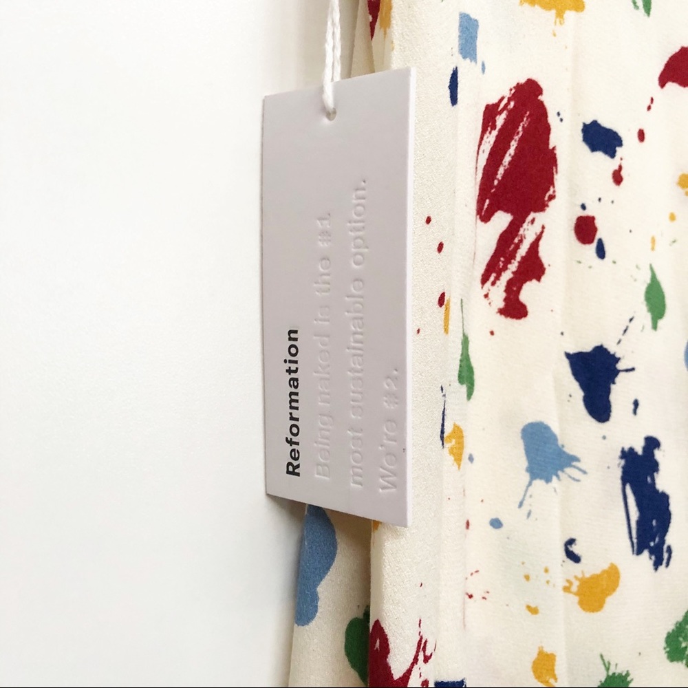 Reformation Bea Midi Skirt Paint Splatter Painted - Picture 5 of 6
